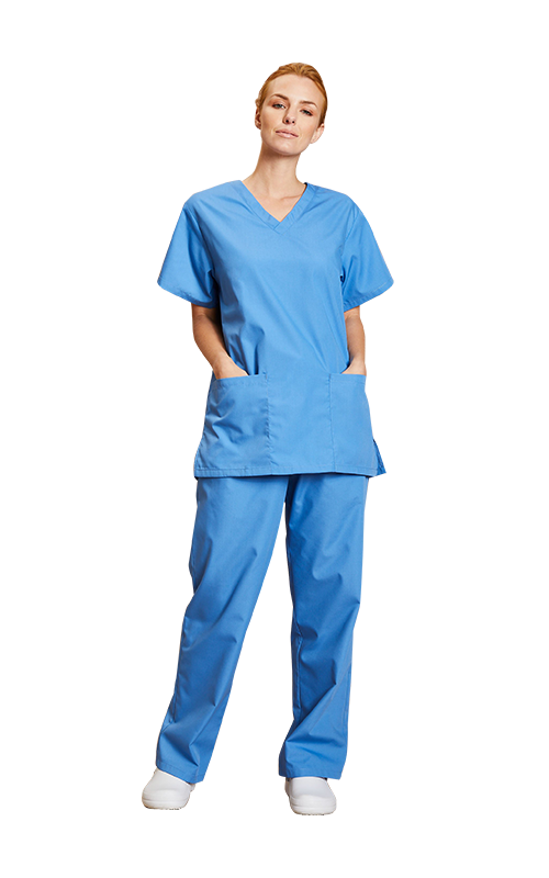 Atasan Scrub Ringan Uniseks, Biru Hospital